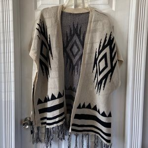 A&O International Knit Open Cardigan Aztec OS NWT Blanket Shawl